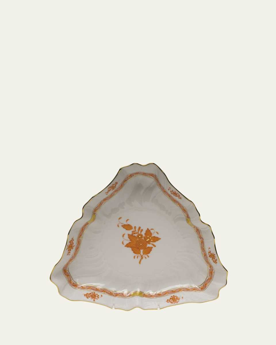 Chinese Bouquet Rust Triangle Dish